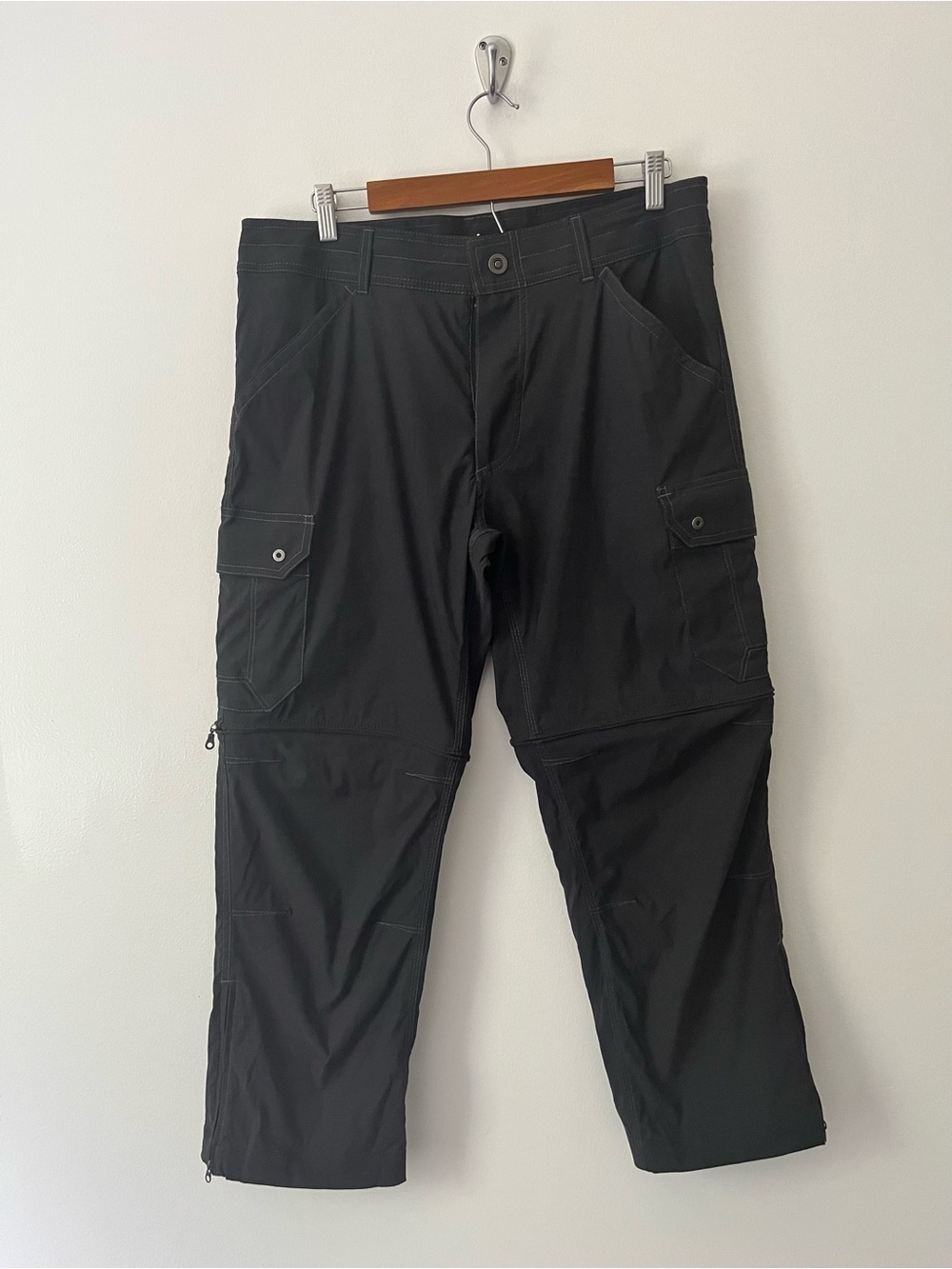 Kuhl Renegade Cargo Convertible Hiking Zip Off Pants Nylon Gray 34 X 28